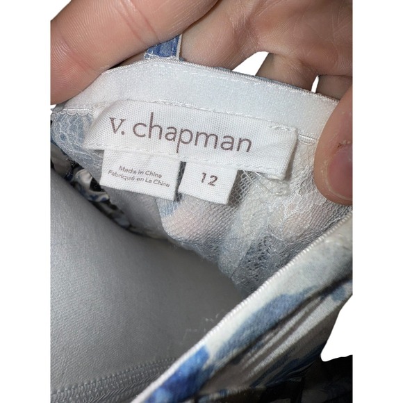 V. Chapman Corset Front-Slit Ruffled Gown – Provencal Blue Floral, Size 12 - Picture 10 of 11